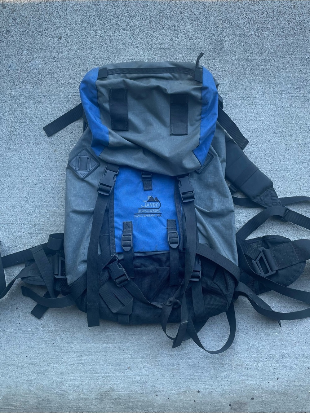 Vtg Jandd Mountaineering Hiking Backpack Day Pack Blue Gray USA Great Condition